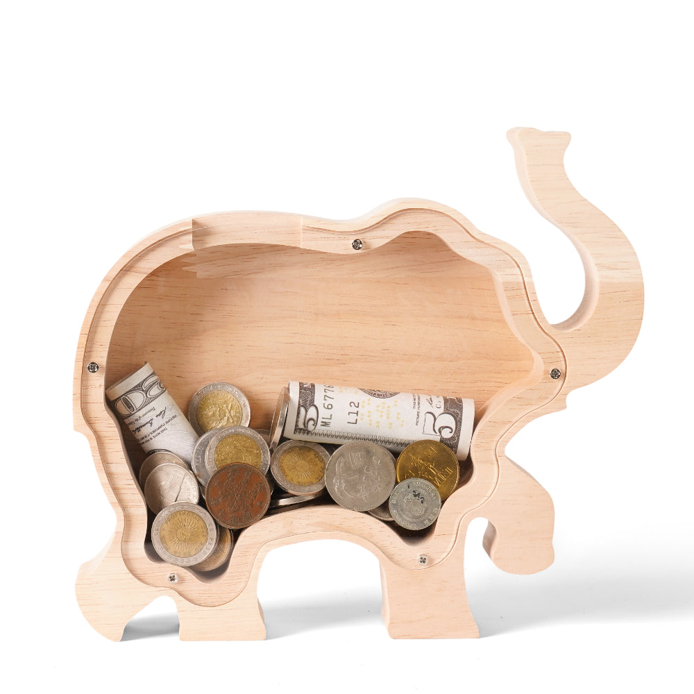 Personalized Wooden Elephant Piggy Bank for Kids