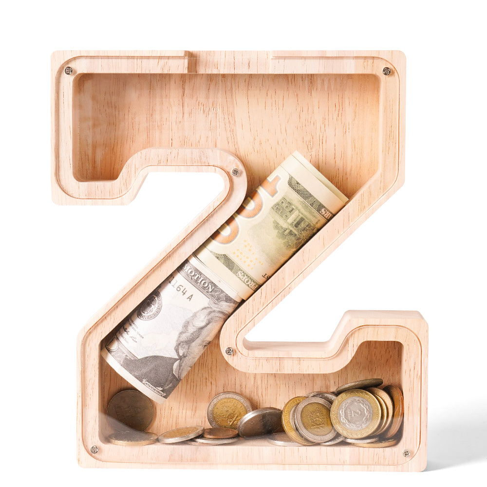 Personalized Wooden Letter Z Piggy Bank