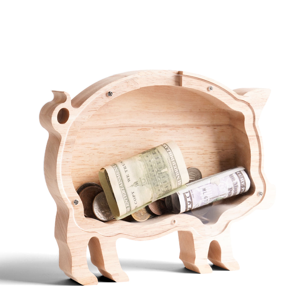 Personalized Wooden Pig Piggy Bank for Kids