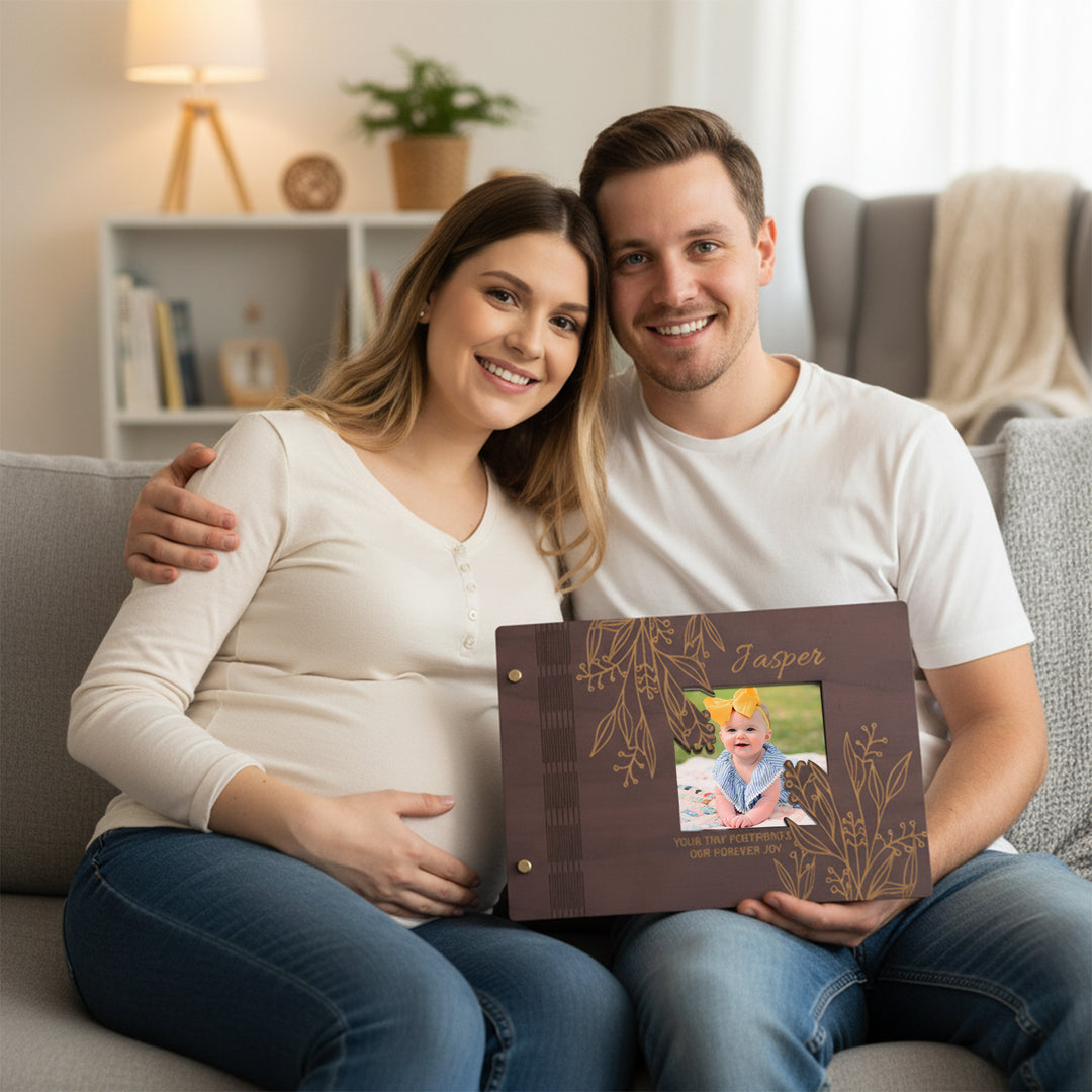 Personalized Baby Photo Album – Custom Wooden Cover with Baby’s Name