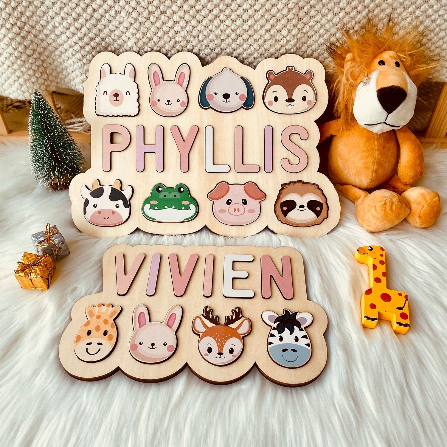 Personalised Wooden Baby Name Puzzle - Outlines Product Name: Personalized Wooden Name Puzzle For Baby Gift Material: Eco-Friendly Plywood BasswoodLetters Available: Up to 10Engraving Messages: AvailableNon-Toxic: YesNon-Harmful: Yes Color: Pastel-boy; Pa
