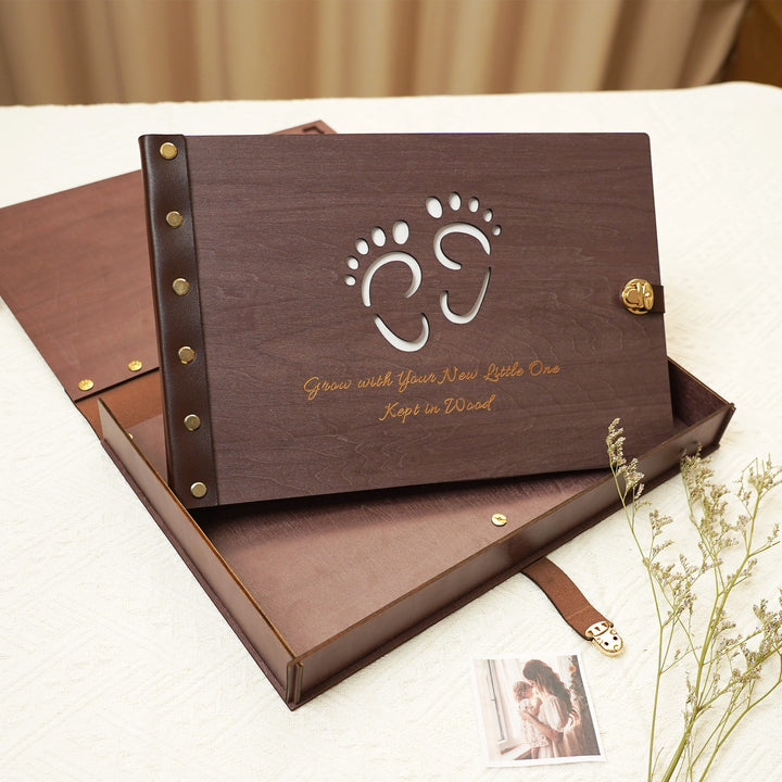 Wooden Baby Photo Album – Footprint Cover