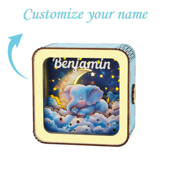 Personalized 3D Wooden Puzzle Baby Night Light - Elephant Design