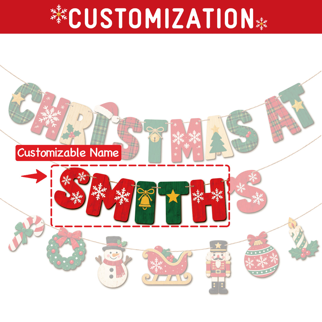Personalized Wooden Christmas Name Banner Woodemon