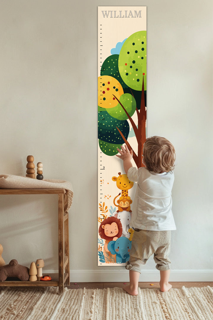 Personalized Wooden Jungle Animal Growth Chart Ruler