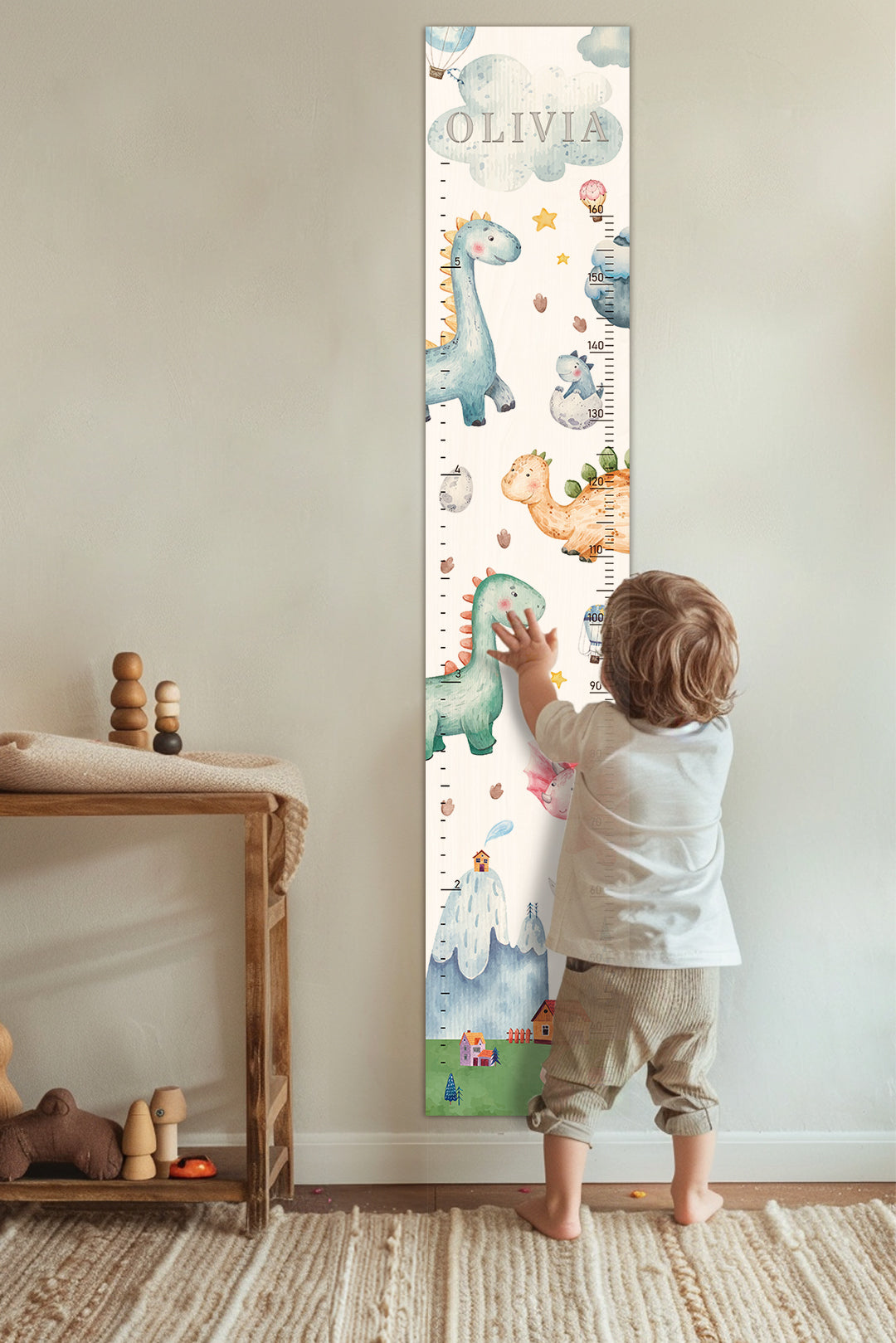 Personalized Wooden Dinosaur Growth Chart Height Ruler