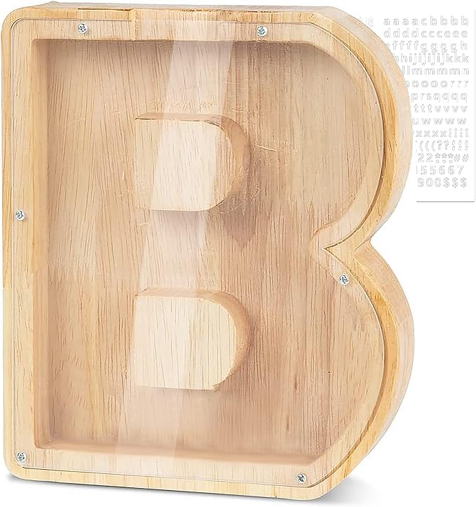 Personalized Wooden Letter Piggy Bank For Kids