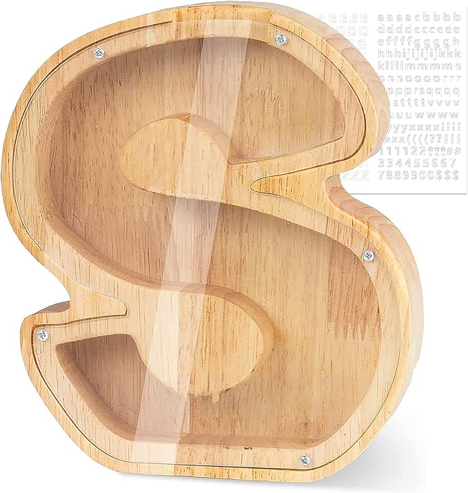 Personalized Wooden Letter Piggy Bank For Kids