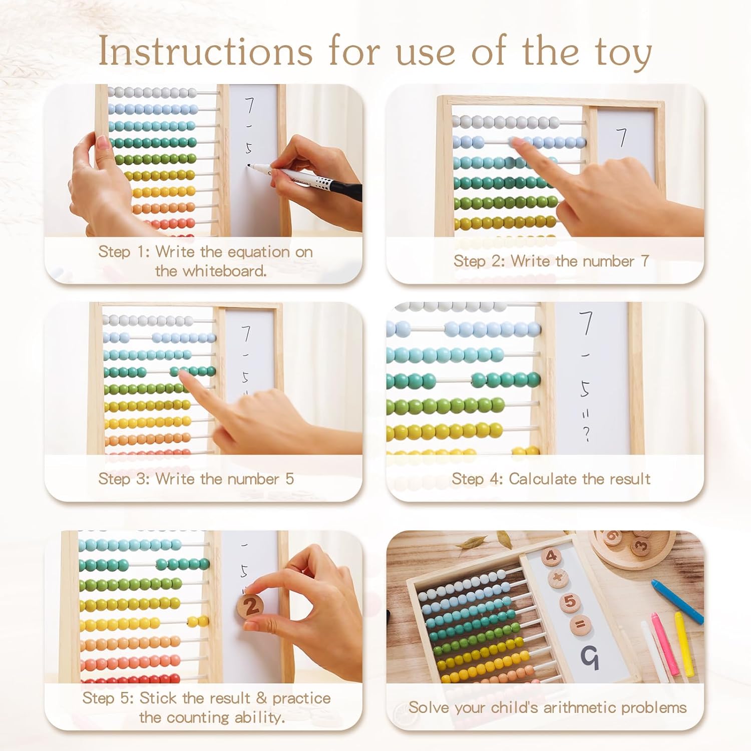 Wooden Abacus Beads Counting Toys