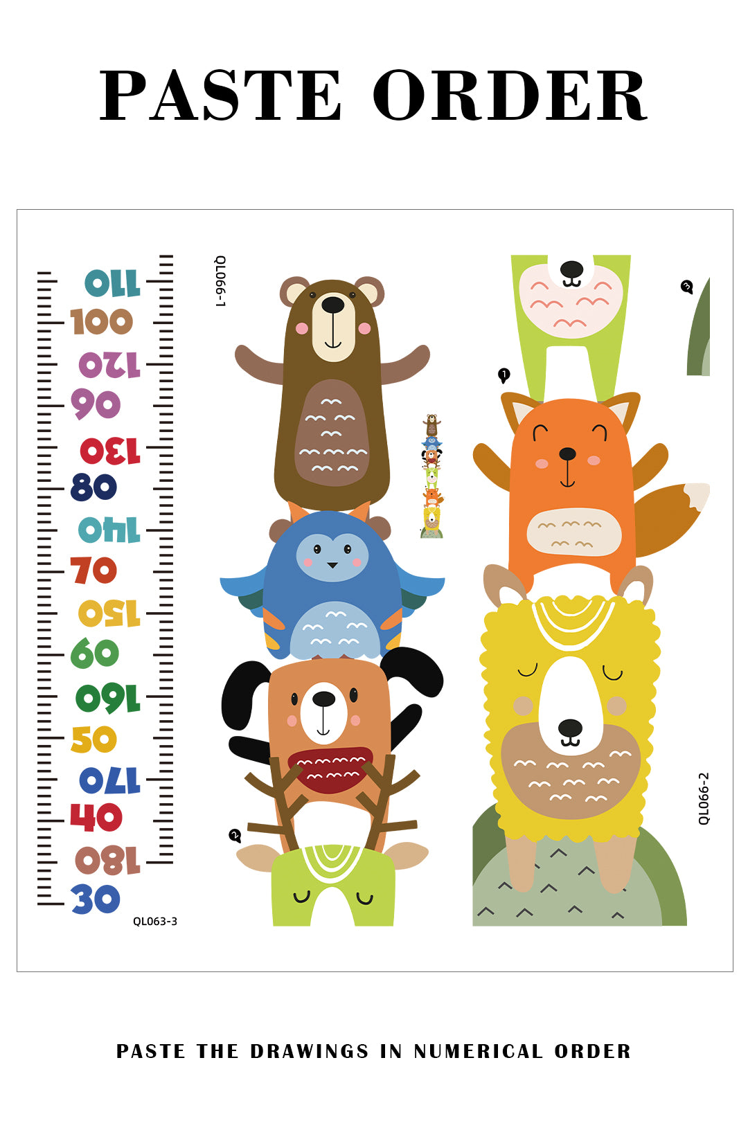 Animal Stack Growth Chart Wall Decals