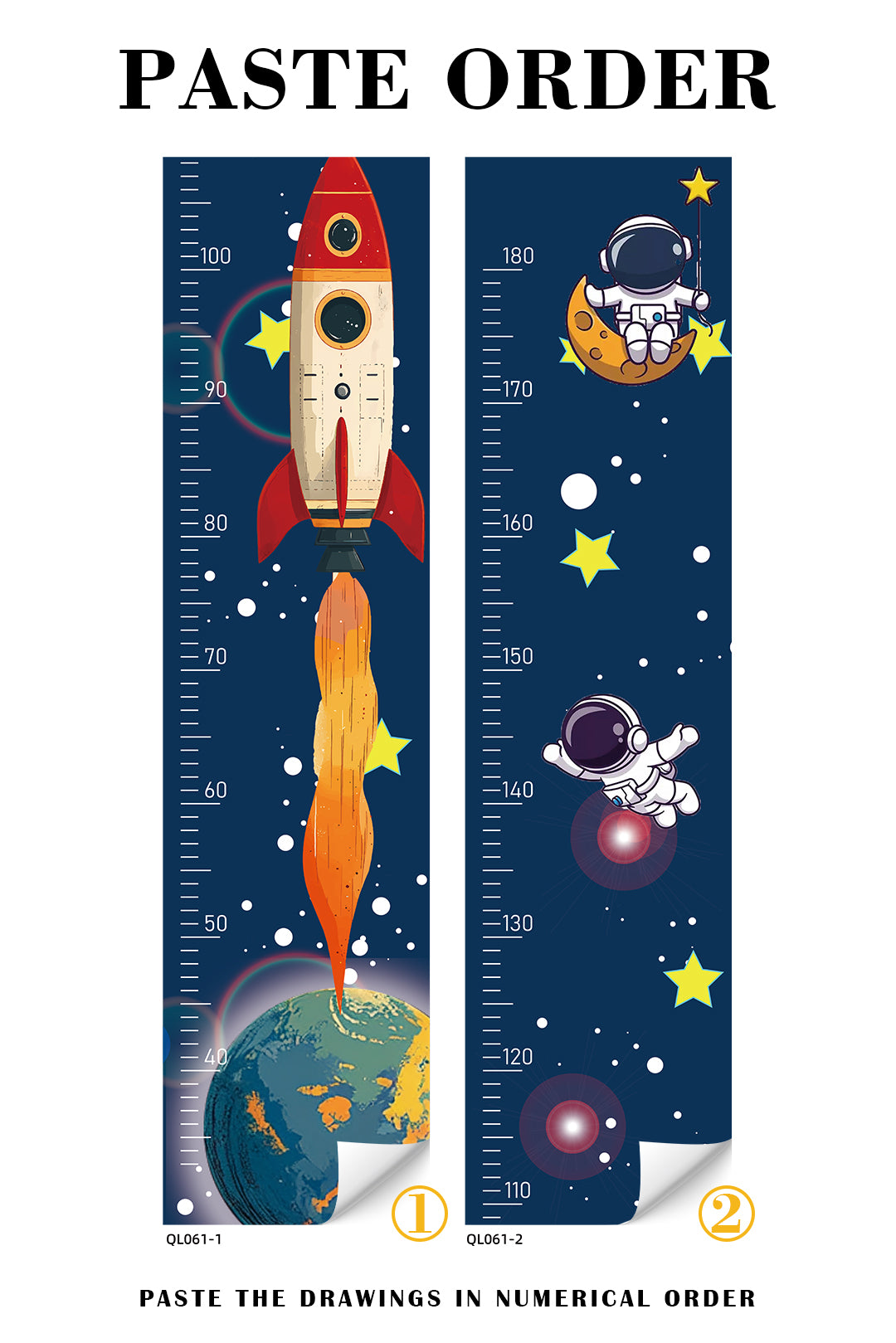 Space Adventure Rocket Growth Chart Wall Decal