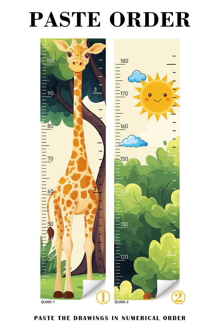 Whimsical Giraffe Growth Chart Wall Decal