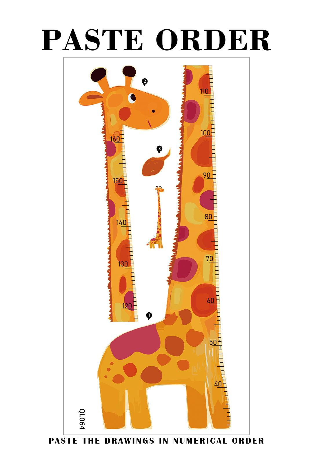 Colorful Giraffe Growth Chart Wall Decal