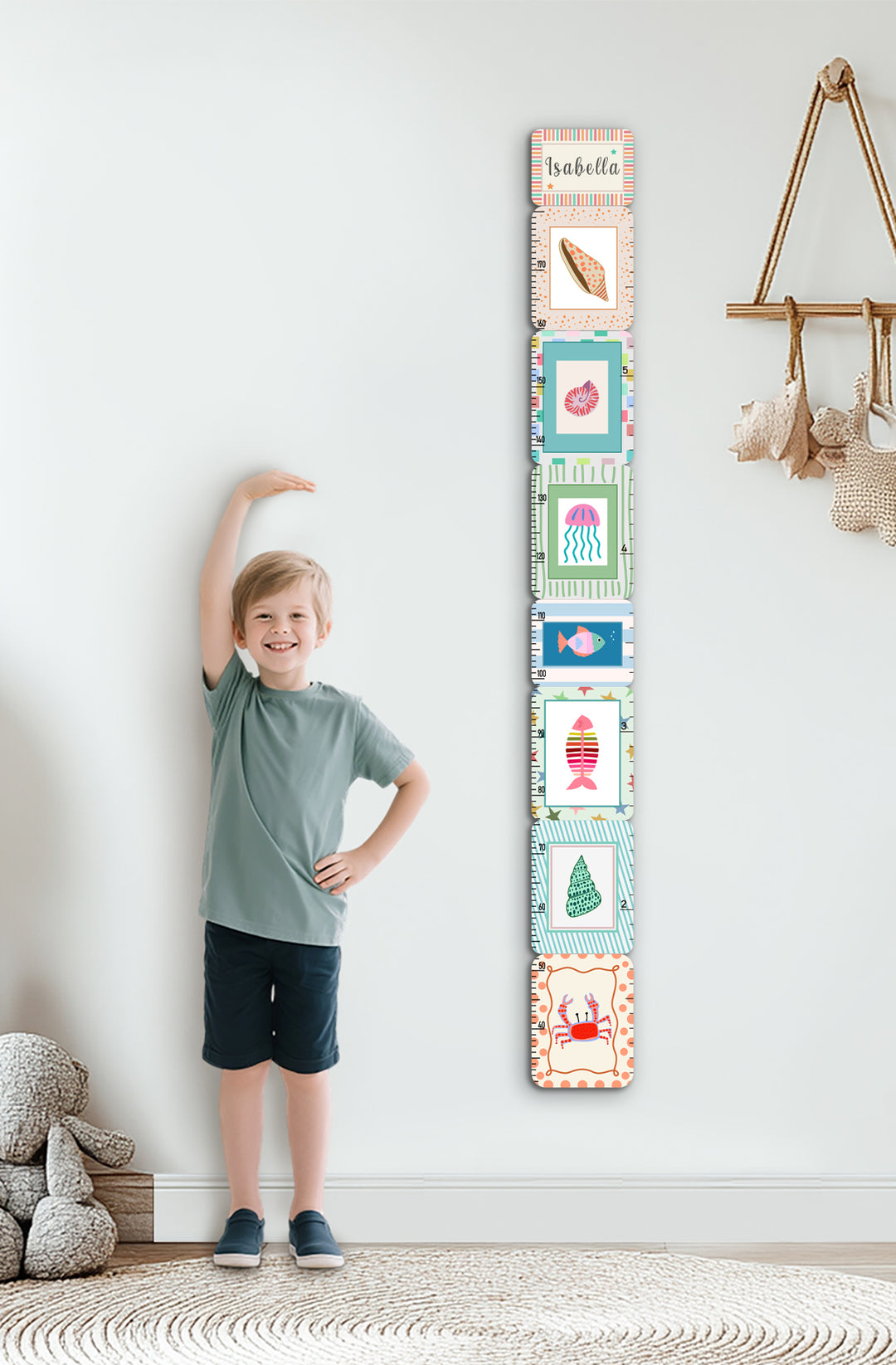 Personalized Wooden Sea Animal Growth Chart for Kids Woodemon