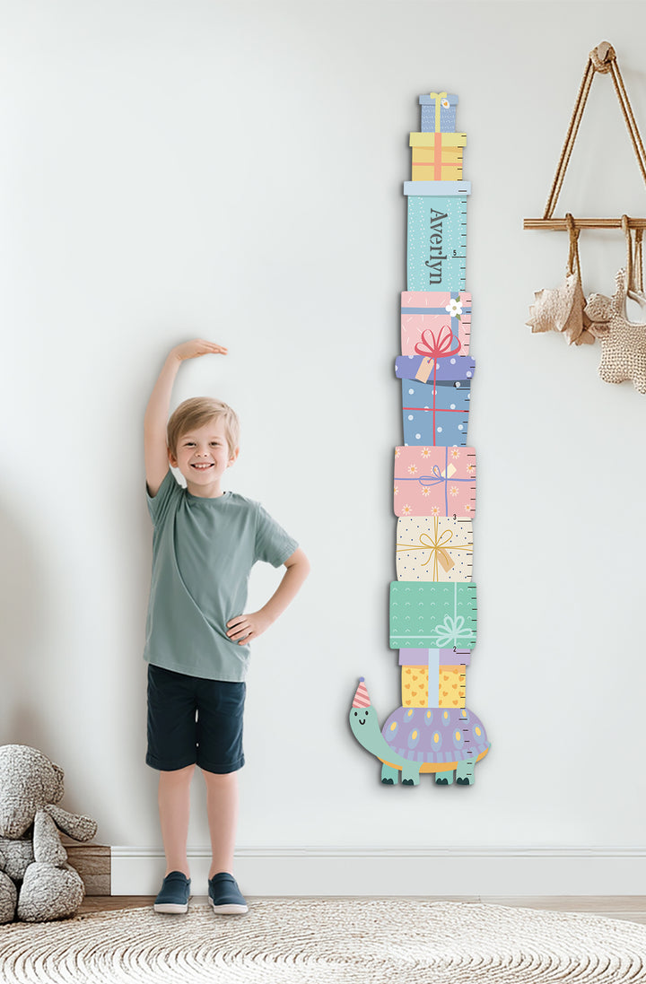 Personalized Wooden Turtle Gift Box Growth Chart for Kids Woodemon