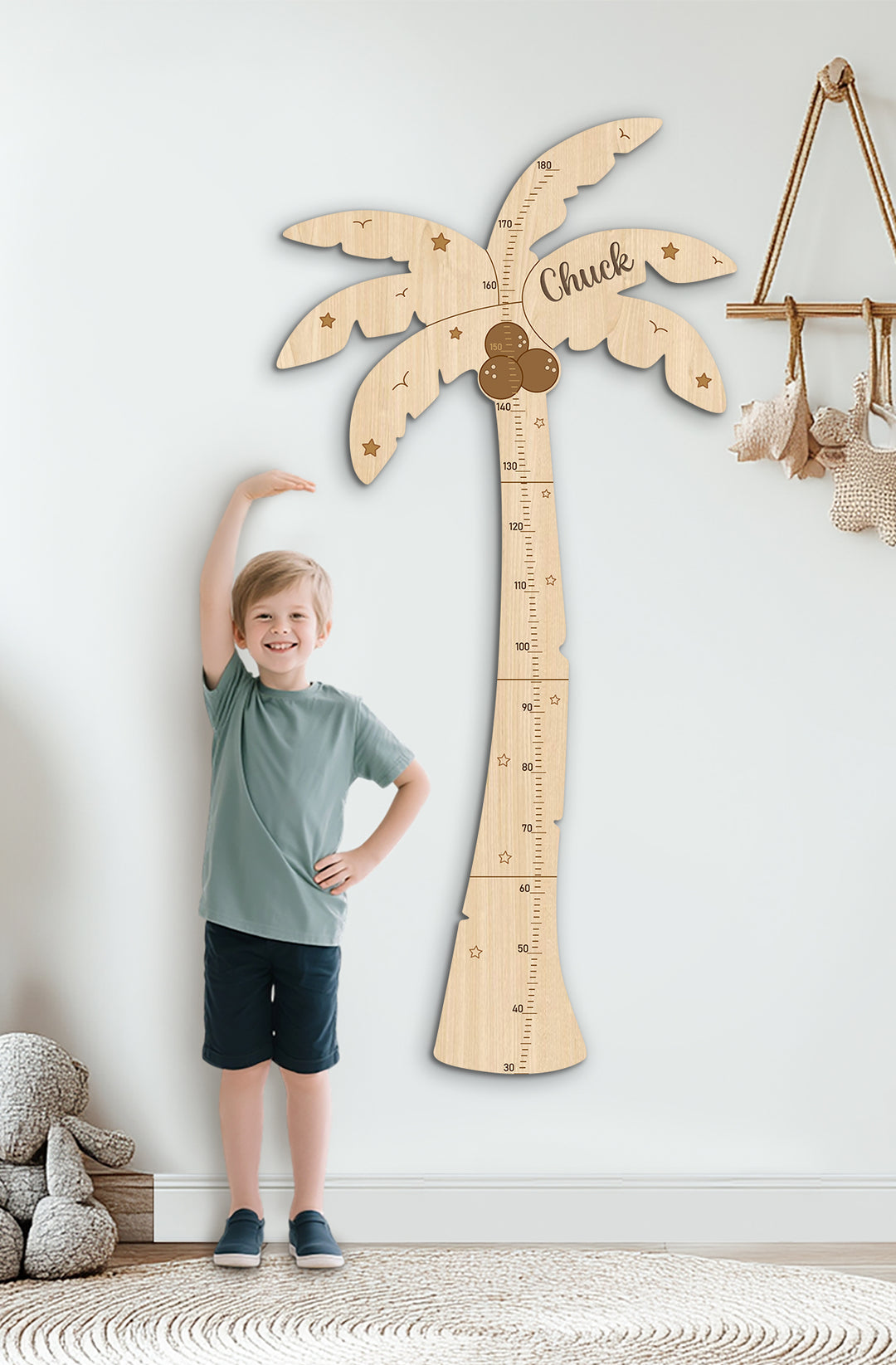 Personalized Wooden Palm Tree Growth Chart for Kids Woodemon