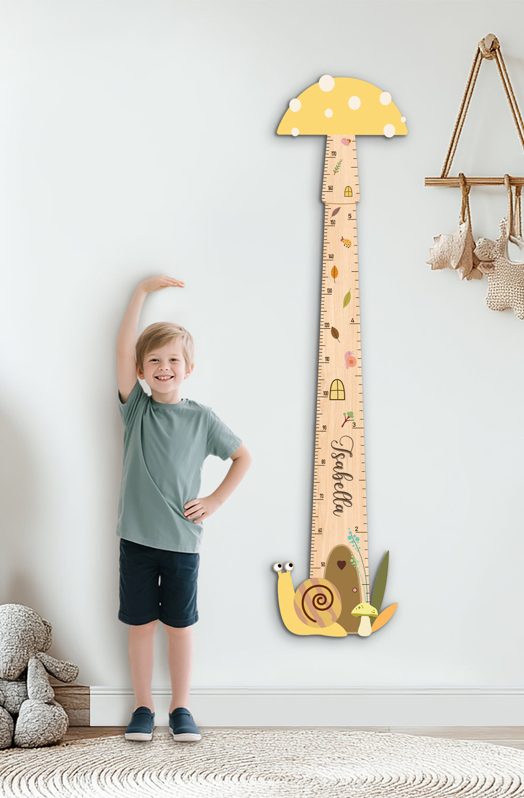 Personalized Wooden Mushroom Growth Chart for Kids Woodemon