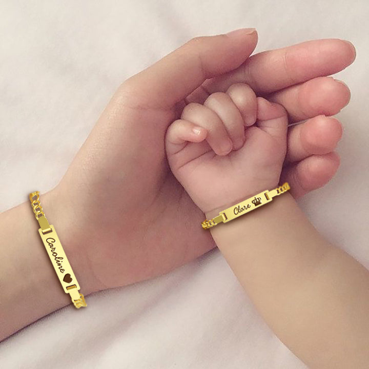 Mom and Baby Name Bracelet Set