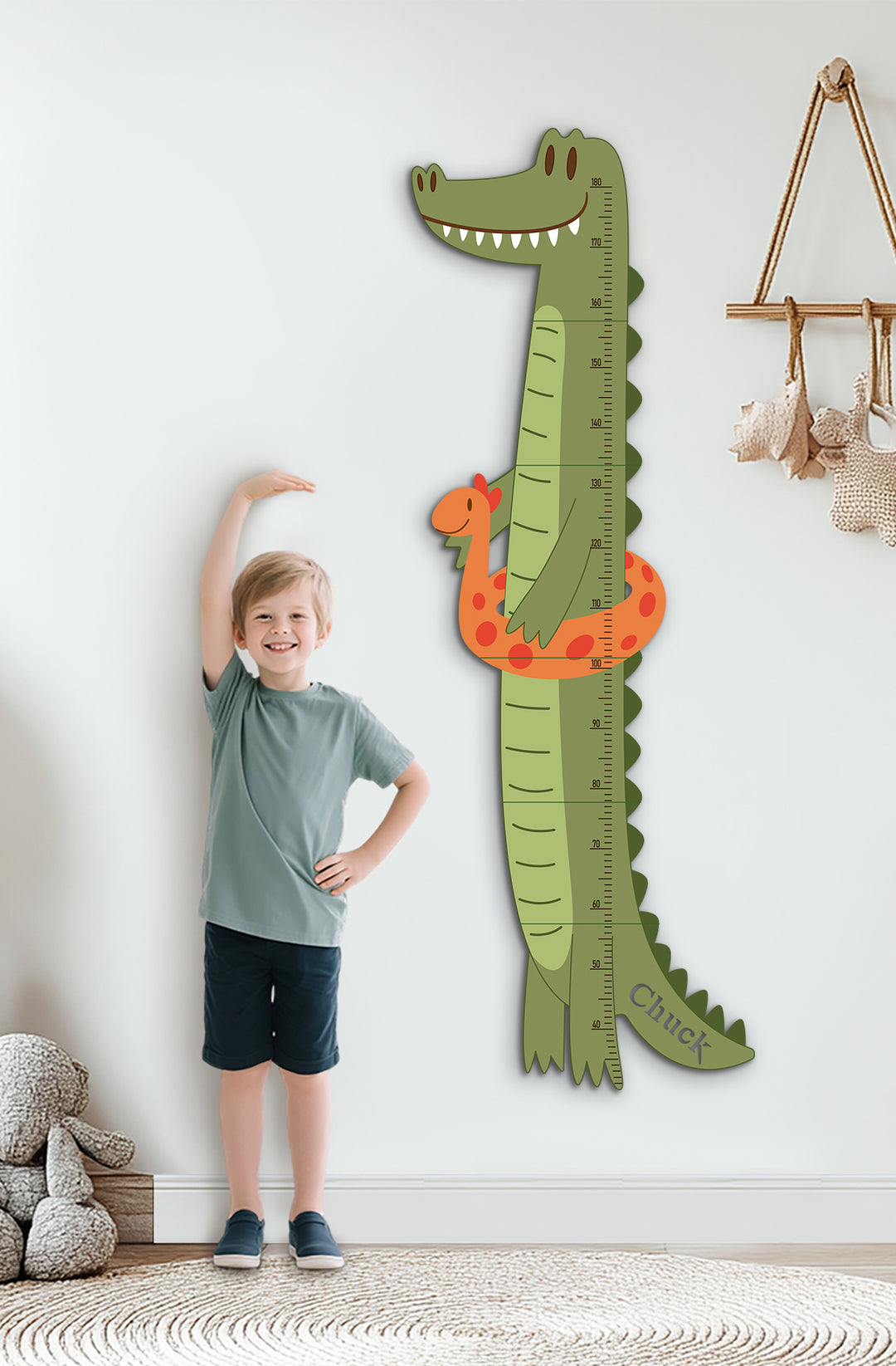 Personalized Wooden Crocodile Growth Chart for Kids Room Woodemon