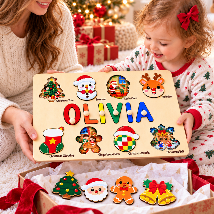 Personalized Wooden Name Puzzle with Hidden Pictures woodemon
