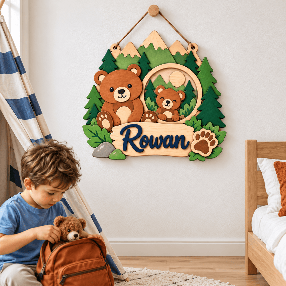 Personalized Kids Name & Photo Sign for Door & Wall Woodemon