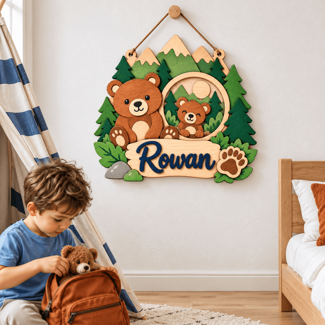 Personalized Kids Name & Photo Sign for Door & Wall Woodemon