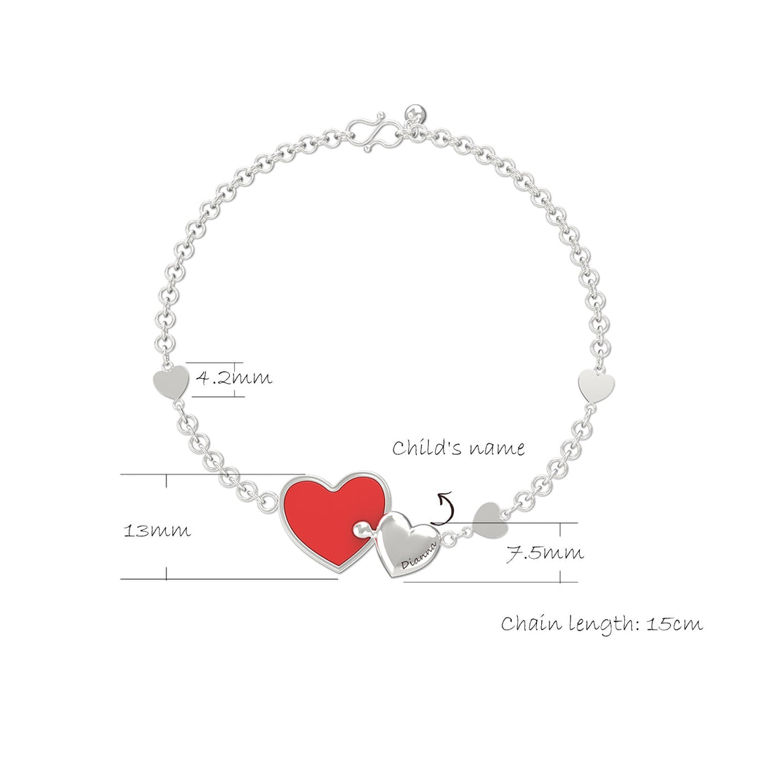 Chain Length of 925 Sterling Silver Hearts Baby Bracelet