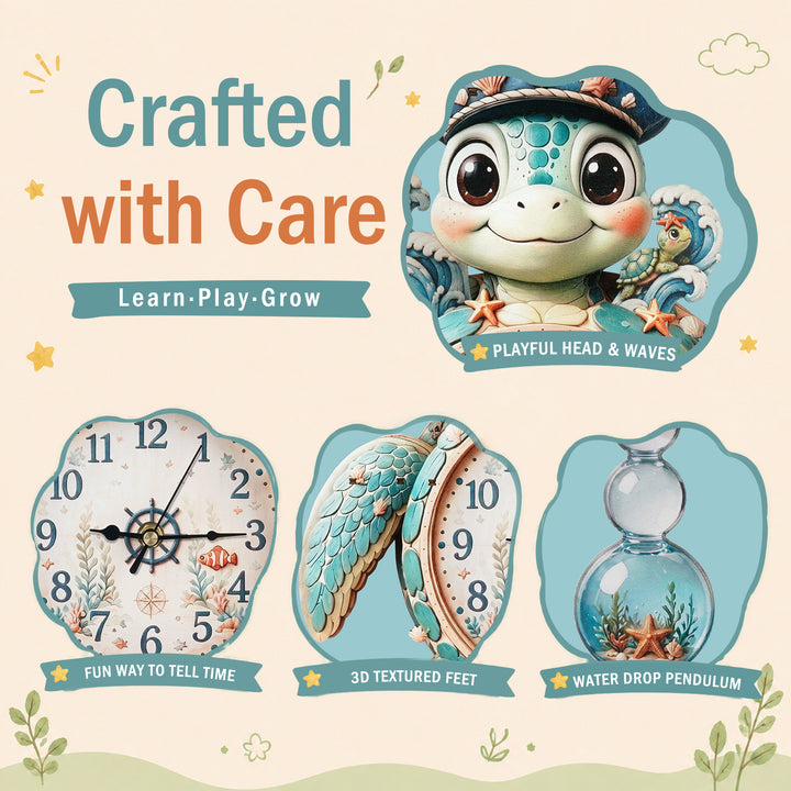 Turtle Wooden Clock DIY 3D Puzzle for Kids Animal Learning Clock Woodemon