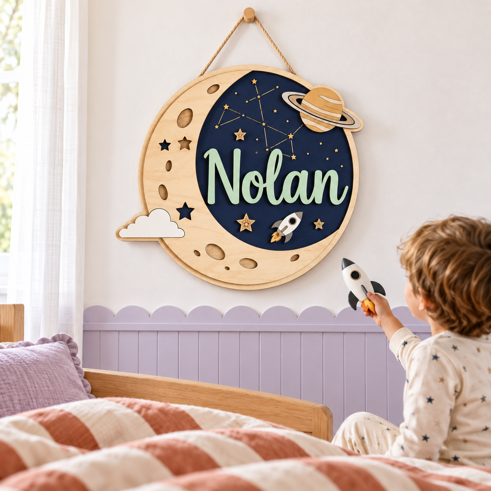 Personalized Kids Name Sign for Door & Wall Woodemon