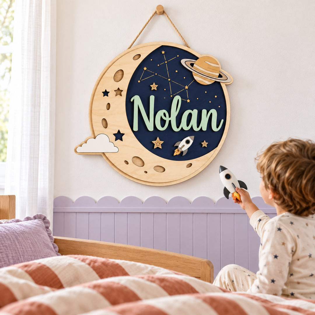 Personalized Kids Name Sign for Door & Wall Woodemon