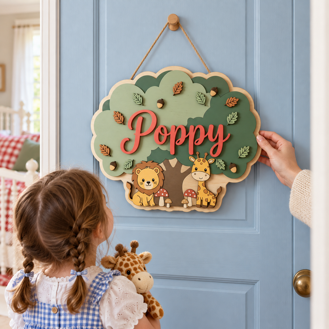Personalized Kids Name Sign for Door & Wall Woodemon