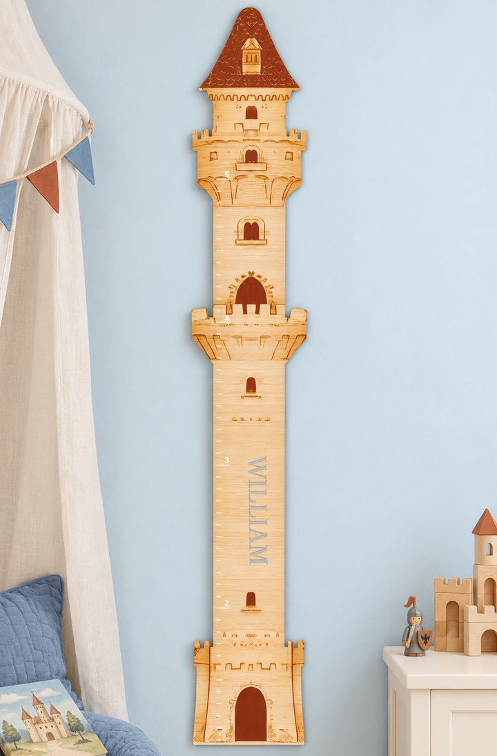 Personalized Wooden Castle Growth Chart Ruler Woodemon