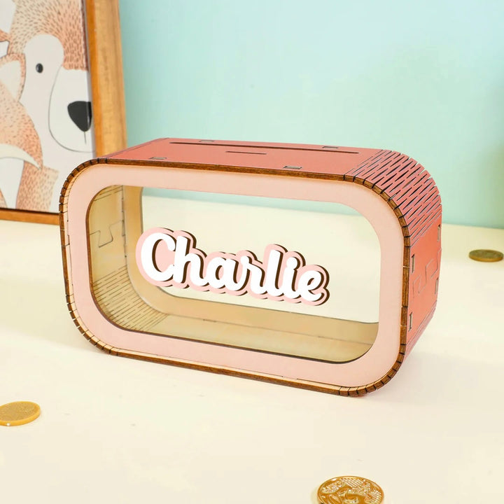 Personalized Wooden Piggy Bank Daily Combo For Kids