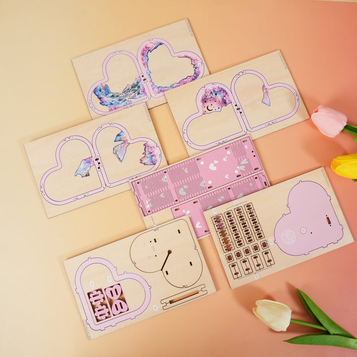 Personalized 3D Wooden Puzzle Baby Night Light - Sleeping Elephant & Moon