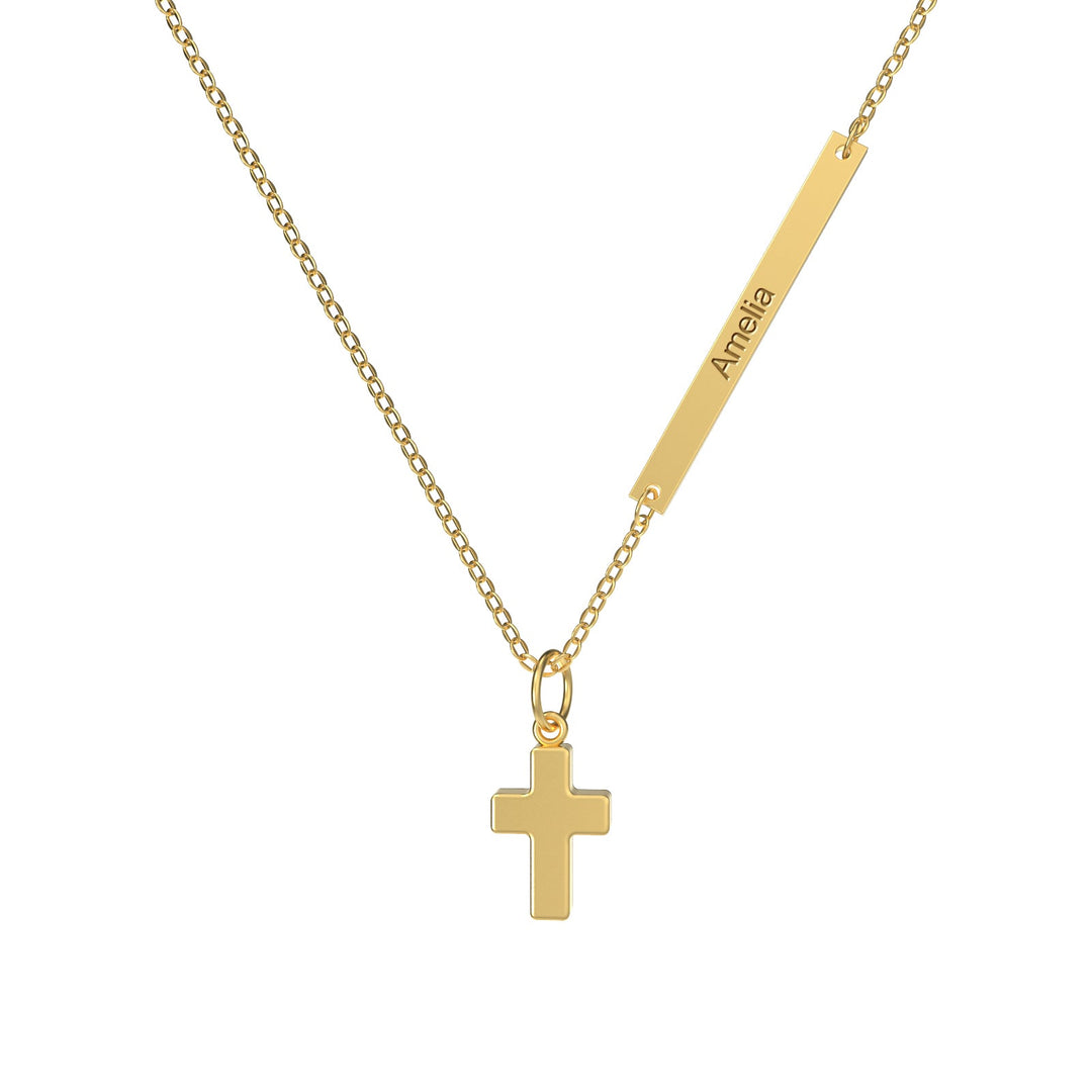 Tiny Cross Personalized Kids Name Necklace