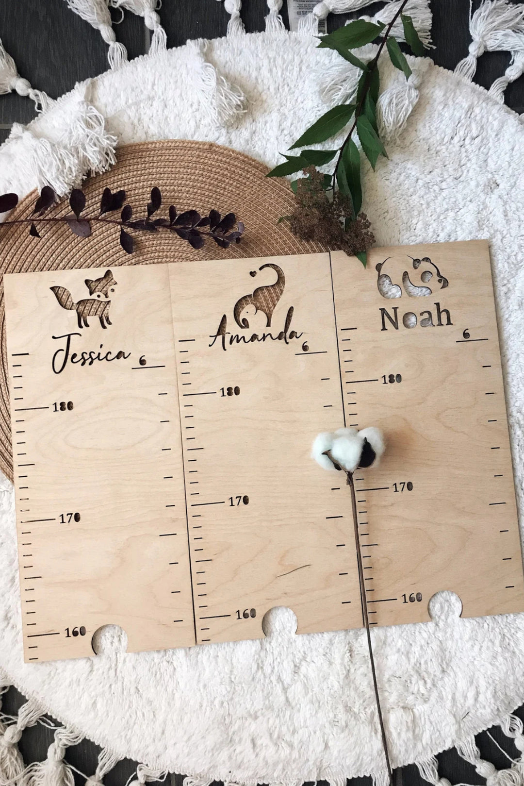 Personalized Wooden Baby Animals Growth Chart