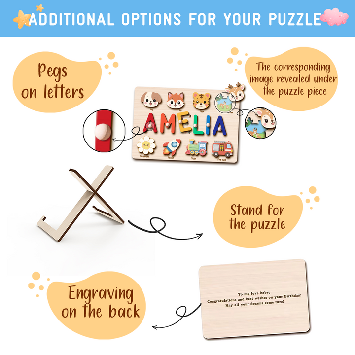 Personalized Wooden Name Puzzle Gift for Kids woodemon