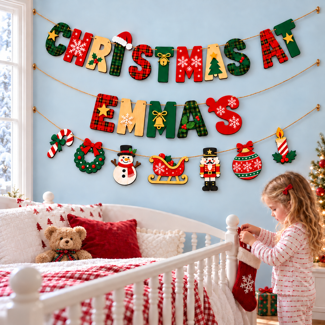 Personalized Wooden Christmas Name Banner Woodemon