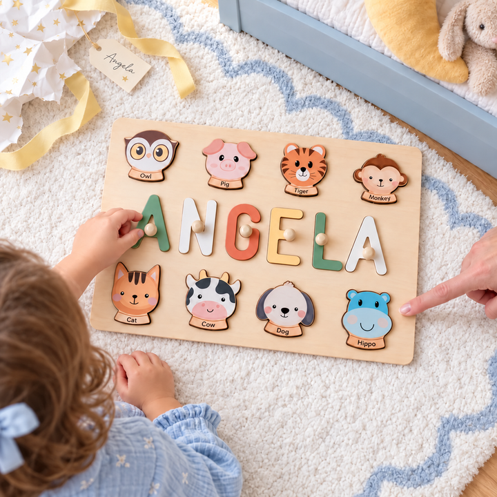 Personalized Wooden Baby Name Puzzle-Element With Name woodemon