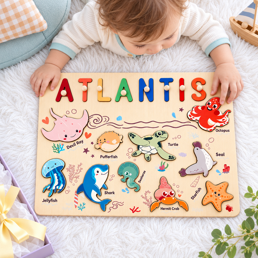 Personalized Wooden Name Puzzle for Toddlers Woodemon