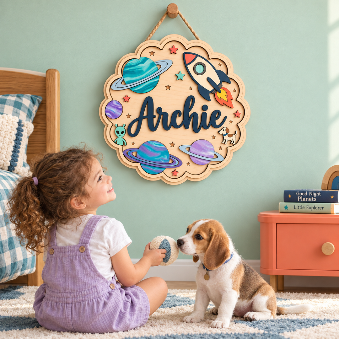 Personalized Kids Name Sign for Door & Wall Woodemon