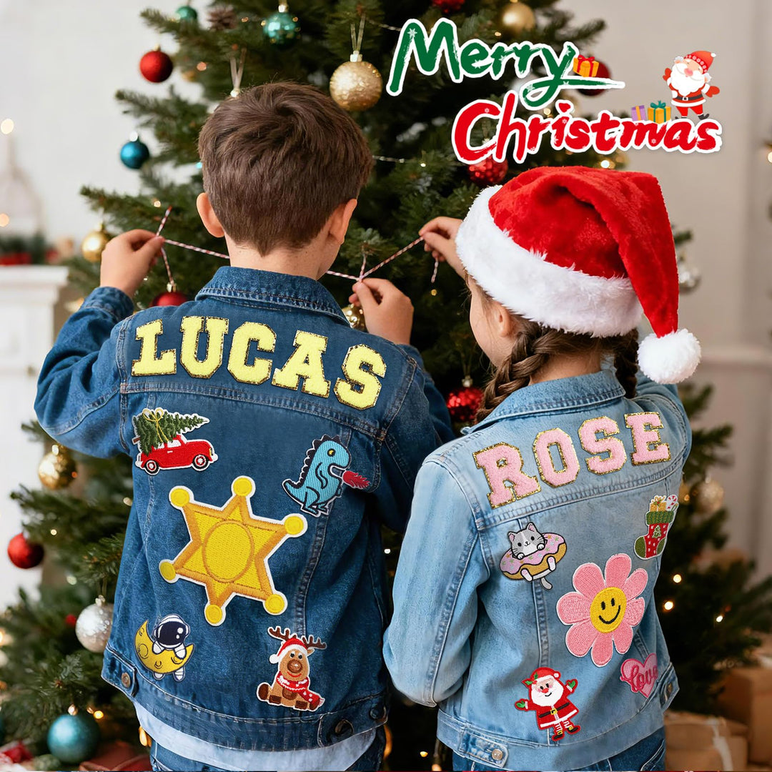 Personalized Kids Patch Denim Jacket Woodemon