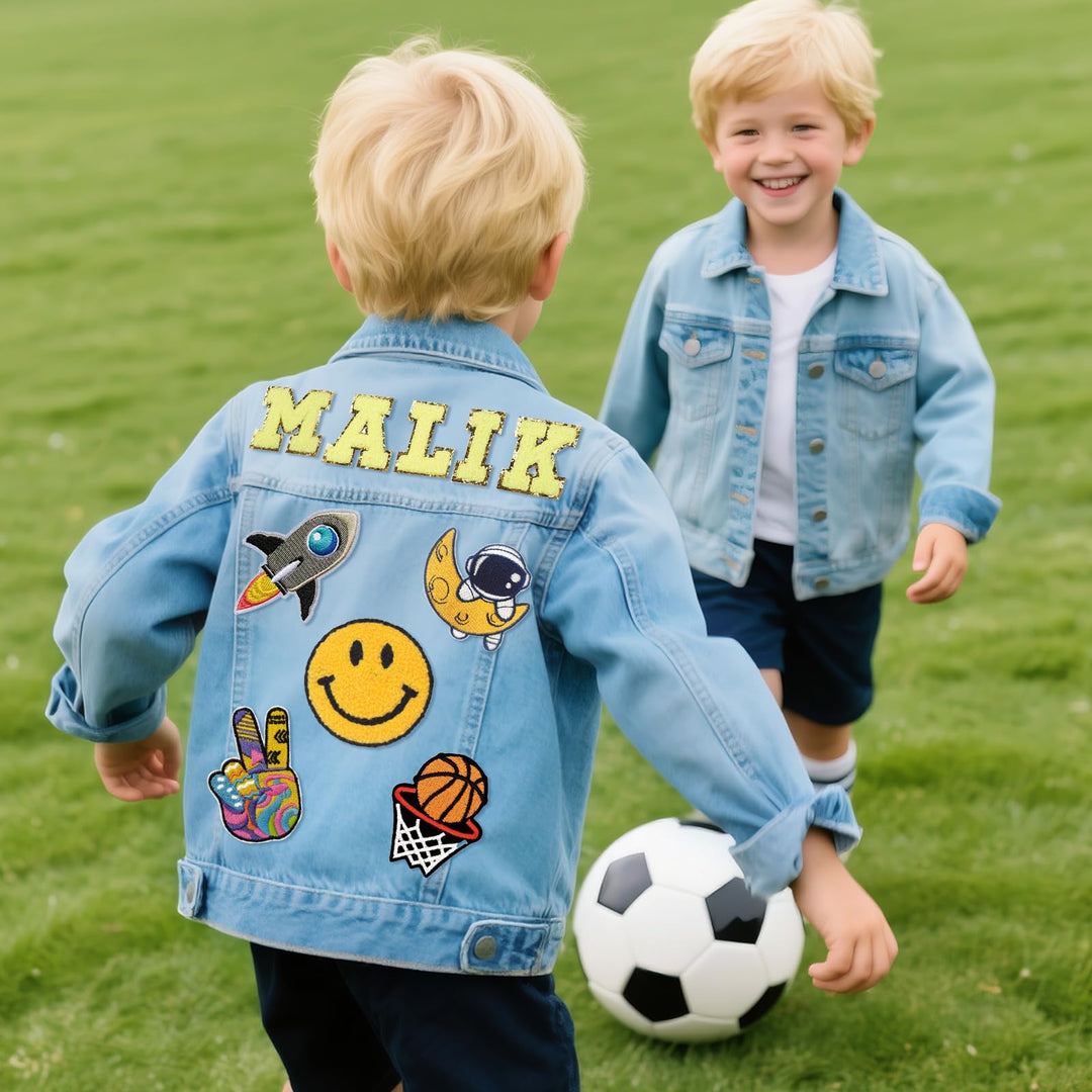 Personalized Kids Patch Denim Jacket Woodemon