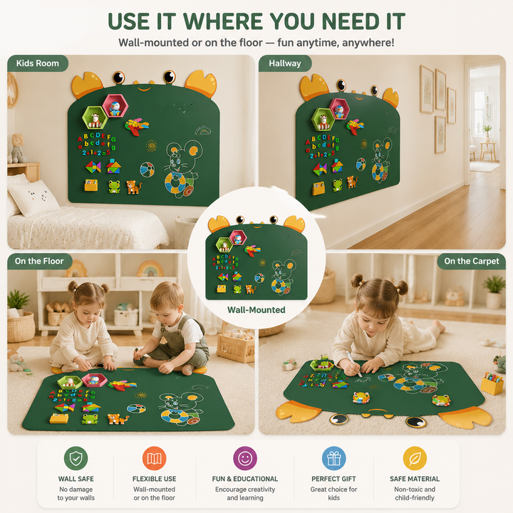 Kids Doodle Wall Sticker - Reusable Write & Wipe Learning Board