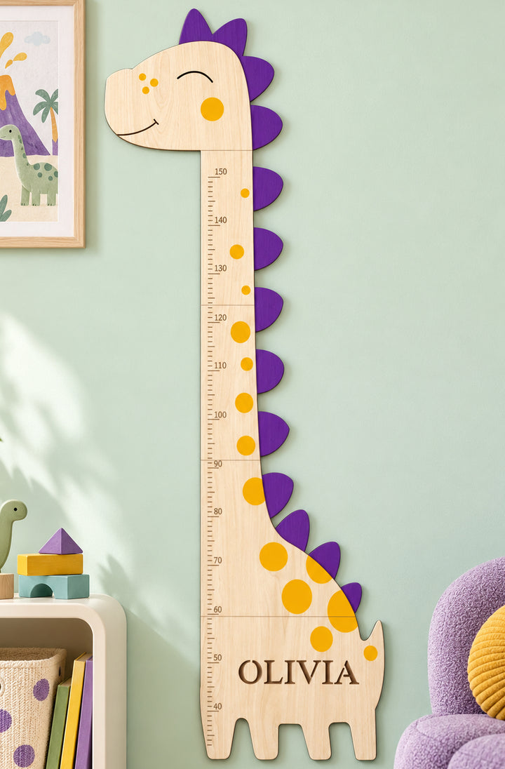 Personalized Wooden Dinosaur Growth Chart Height Ruler Woodemon