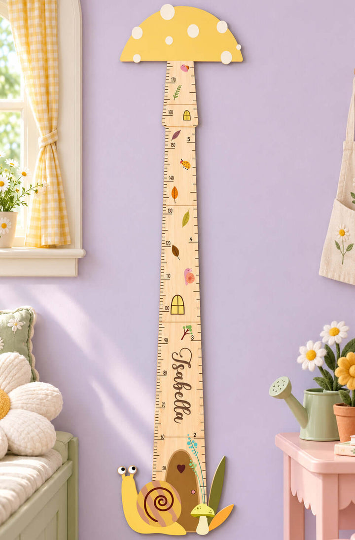 Personalized Wooden Mushroom Growth Chart for Kids Woodemon