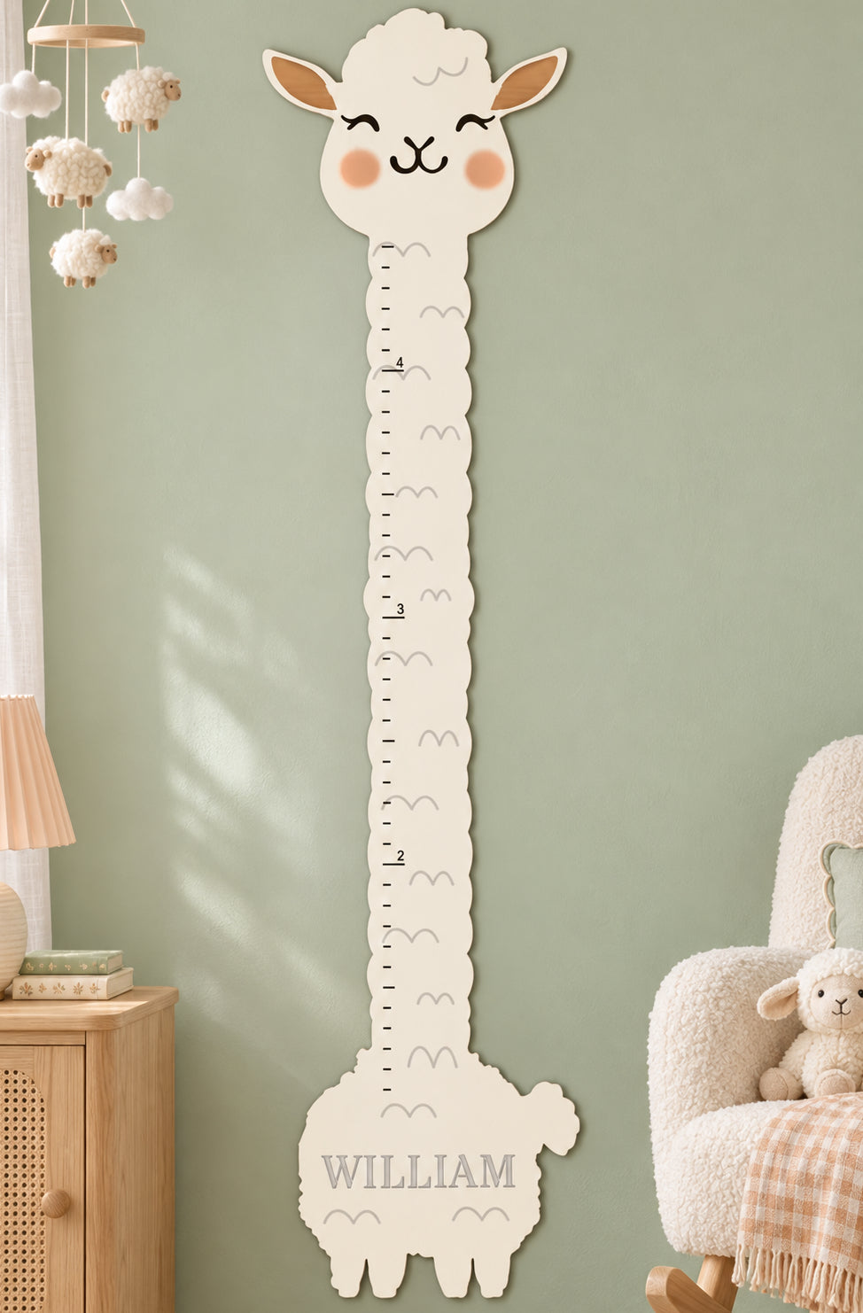 Personalized Wooden Llama Growth Chart Ruler Woodemon