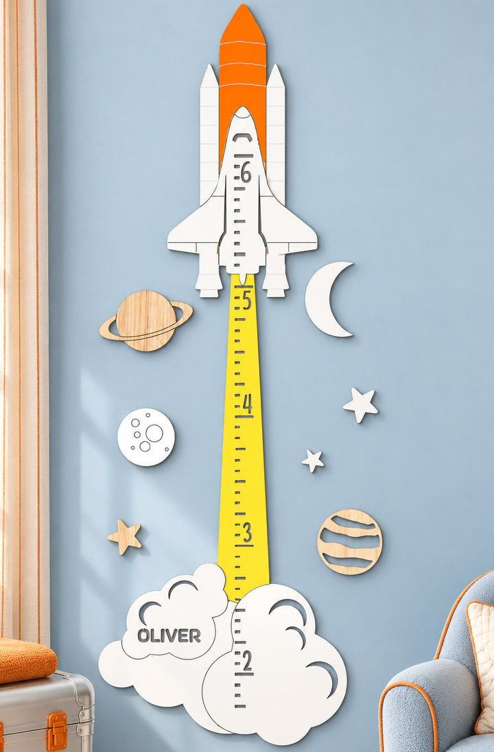 Personalized Wooden Rocket Growth Chart Woodemon