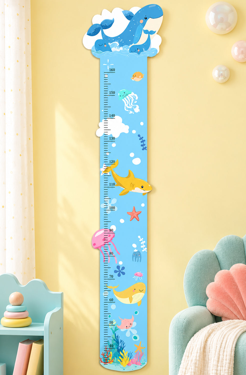 Personalized Ocean Theme Wooden Growth Chart for Kids Woodemon