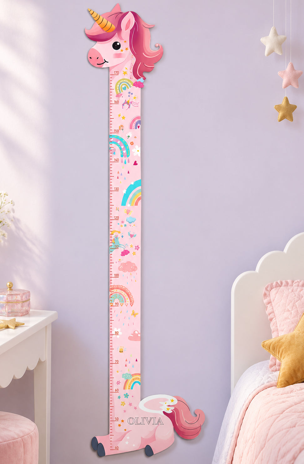 Personalized Wooden Unicorn Height Growth Chart for Girls Woodemon